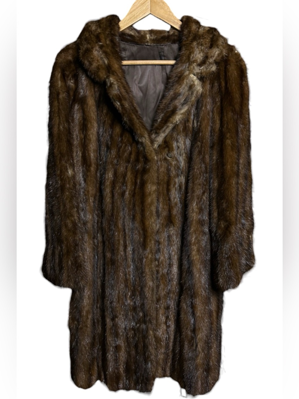 Vintage Raccoon Fur Coat Brown Mid-Length Women's Damaged AS IS See Description